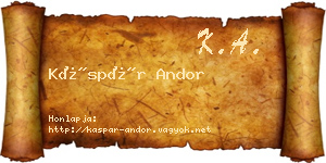 Káspár Andor névjegykártya